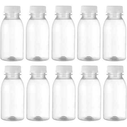 10 kpl 250 ml:n maito-pulloa kansilla läpinäkyvät purkit muoviset mehupullot astiat juhliin kotiin ulkoilmaan matkustamiseen
