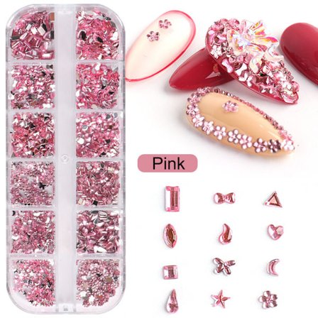 Art Rhinestone Nail Gemstones, 3D Multi-Shaped Flat Back Nail Crystal Diamo