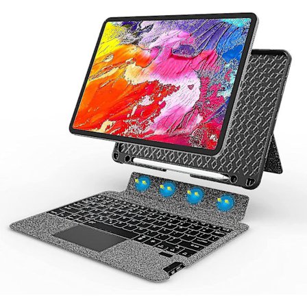 Bluetooth magnetisk aftageligt tastatur med blødt cover til iPad