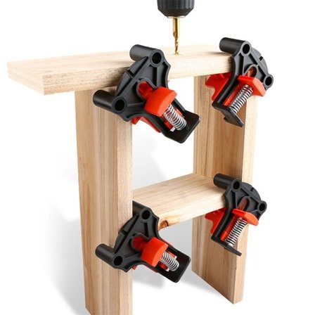 Hjørneklemme for trearbeid - 90 grader, 4-pk