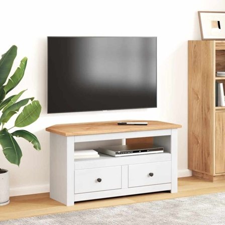 vidaXL TV-bänk hörn vit 93x49x49 cm massiv furu panama