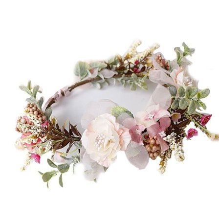 Boho Blomster Huvudband Hår Krans Blomster Girlang Krona Halo Form