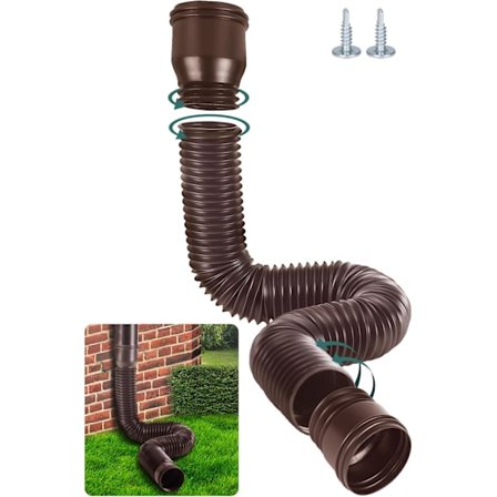 Flexibel Stuprörsförlängare, Rund Förlängningssats för 80/100 mm Stuprör, Stuprörsförlängning från 47 till 150 cm (Brun, 1