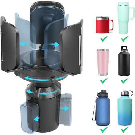 Mugghållare Expander för Bil med Justerbar Hållare & Bas, Kompatibel med Håll 2.9" till 5.5" Stora Flaskor Muggar Mat Dryck, Bil Mugghållare