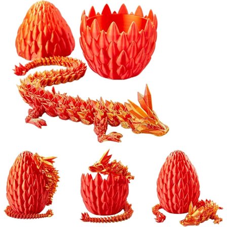 3D-trykt drageæg, krystaldrage i drageæg, overraskelsesæg, leddelt drage, gave til drenge og piger