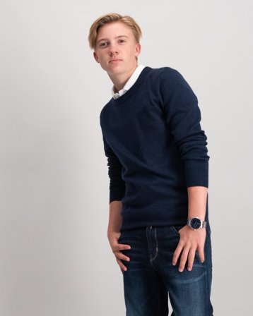 RYVLS Justin Soft Knit Crewneck Blå Genser Gutt - Kids Brand Store