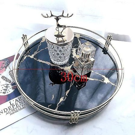 Luovasti mustavalkoinen marmori-kuvioinen peilikoristeellinen korujen säilytysalusta