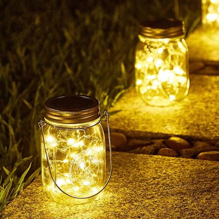 Hængende Solcelledrevne Mason Jar Lys, 1 Pakke 30 LED-Lysstreng