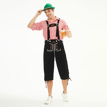München Oktoberfest Klær Menn Plaid Skjorte Overalls Dress Scene Performance Klær