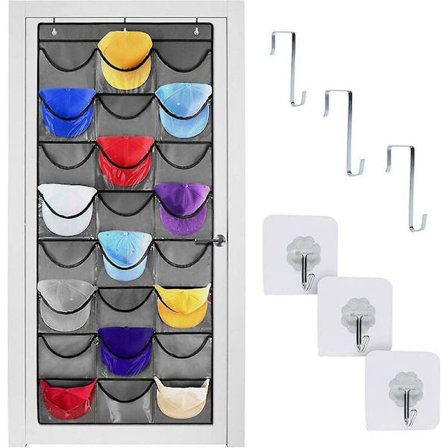 24 påsar, hattar, hattar, hängande förvaring, förvaringslådor med krokar, hopfällbara garderobsdörrar, hängande garderob