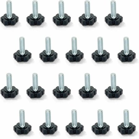 Möbeljusteringsfötter, M6x20mm gänga, 20-pack, svart/silver
