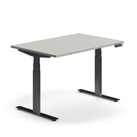 Schreibtisch QBUS höhenverstellbar, 1200x800 mm, Gestell schwarz, hellgrau