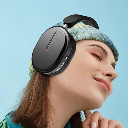Headset Bluetooth-hörlurar brusreducerande insticksstereo trådlöst headset (svart)
