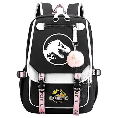 Jurassic Park Dinosaur Unisex Skolevesker - Canvas Laptop Ryggsekk For Barn, Tenåringer & Voksne