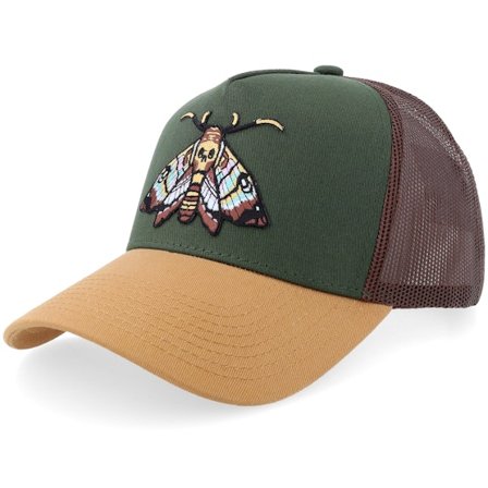 Iconic - Green - trucker - Cap - Moth Dark Green/Brown/Wheat A-frame Trucker - Hatstore