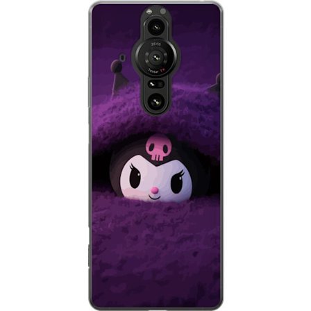 Yhteensopiva Puhelinkuori Sony Xperia Pro-I Kuromi lilassa pörröisessä ympäristössä, jossa on salaperäinen kawaii-suunnittelu.