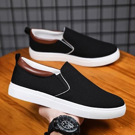 Plus Size Herrskor Canvas Skor Herr Lättja Slip-on Casual Board Skor Herrkläder Skor Casual Skor Svart 43