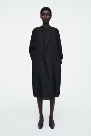 COS Women's Draped Belted Midi Dress in Black