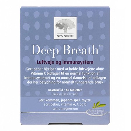 New Nordic Deep Breath 60 tabl., Helse & Madvarer, Kosttilskud, Luftveje
