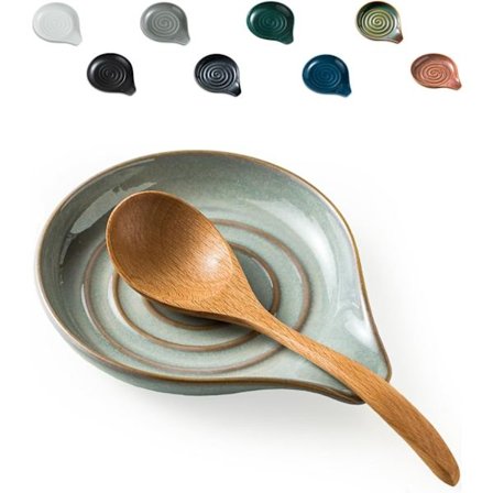 Skedholder, 5 " Stor Skedholder til Komfur Keramisk Skedholder Spatelholder til Øse, Kaffeskeer, Madlavningsskeer, Mors Dags-gaver, Grå