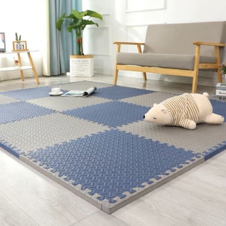 Skum Legemåtte - Børns Bløde Eva Puslespilmåtte, Sammenlåsende Børns Legemåtte Gulvmåtte Skum, 16-pak. 30*30*1.0 (16 stykker)blå grå