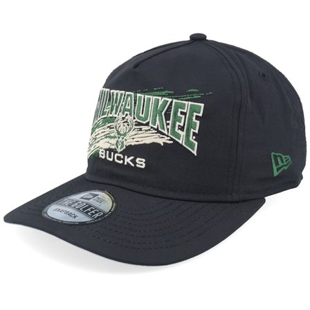 New Era - NBA Sort snapback Kasket - Milwaukee Bucks Throwback Brush Black Strapback @ Hatstore