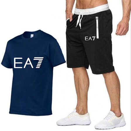 Sommersett for menn - T-skjorte og Shorts - Sport, Korthjermet + Shorts, Casual Topp, Treningsdrakt B