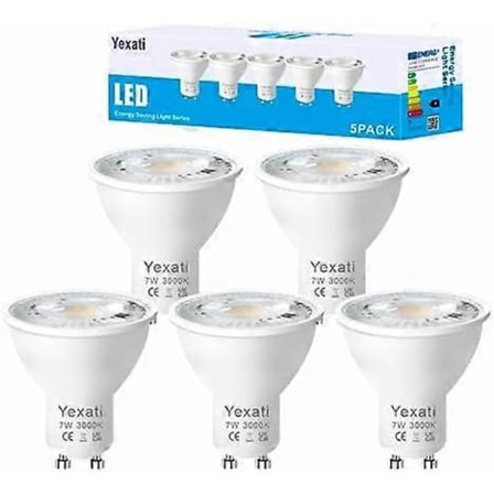 LED-lampa GU10, 550 lumen, 7W (motsvarar 50W LED-halogen), varmvit 3000K, ej dimbar, 5-pack