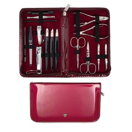 Set för manikyr saxar pincett fil nagelkniv 5851 F N fodral solingen