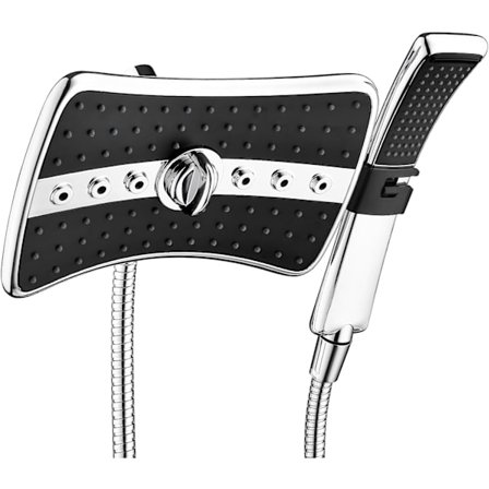 Dobbelt brusehoved kombosæt, håndbruser brusehoved regnbruserhoved kombination med sort finish
