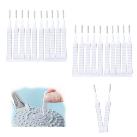 20 stk små rengjøringsbørster - Dusjhodekleaner for hull - Børster for dype sprekker - Dusjhode (hvit)