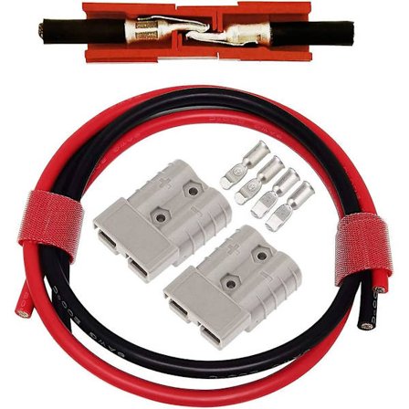 Batterianslutningskontakt 50a Snabbanslutningskontakt med 8awg elektrisk tråd (60cm röd / 60cm svart) för motorcykeltruckar, medicinsk utrustning, 