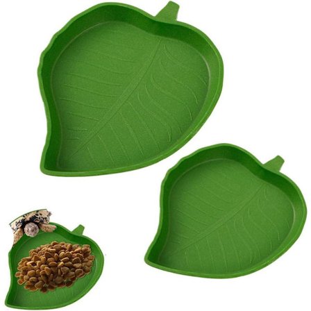 2PCS Blad Reptil Mat- og vannskål Reptilfôring for skilpadde mais slange krypende kjæledyr drikke og spise 2 år gammel