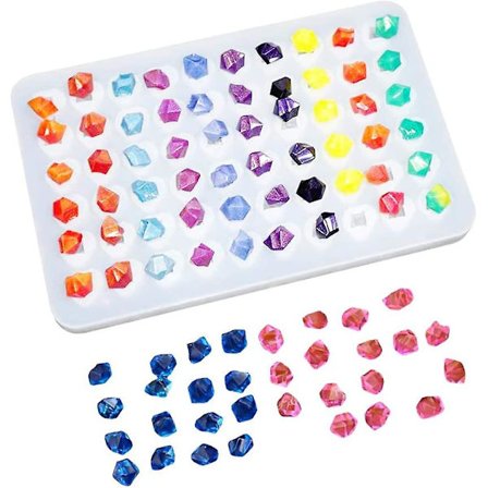 Super Glossy Silikonform 60 Hulrom for Mini Edelstener 3D Diamant Edelsten Epoksy Resin Støpeform Resin Former for DIY Krystaller Stein Smykker Laging