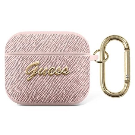 Guess GUA3SASMP AirPods 3-skydd rosa/rosa Saffiano Script Metal Collection