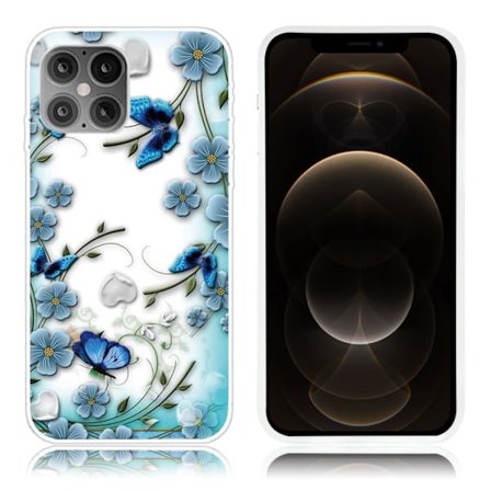 Butterfly läder iPhone 12 Pro / iPhone 12 fodral - Blå