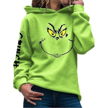 Jul Kvinner 3D The Grinch Trykk Hettegenser Jul Genser med hette Sweatshirt Topper