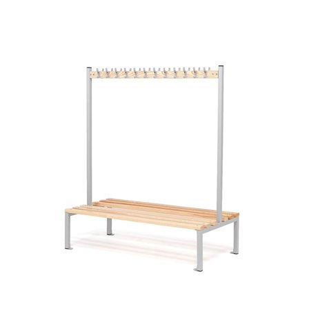 Double bench + hook rail ELITE, 24 hooks, 1500x760x1800 mm, grey
