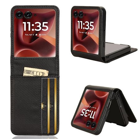 SKALO Motorola Razr 60 Ultra 5G PU-læder Flip Kortholder Cover - Sort