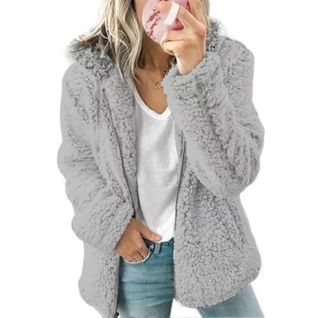 Yderbeklædning Damer Dame Frakke Vinter Varm Fluffy Hætte Langærmet Hverdag