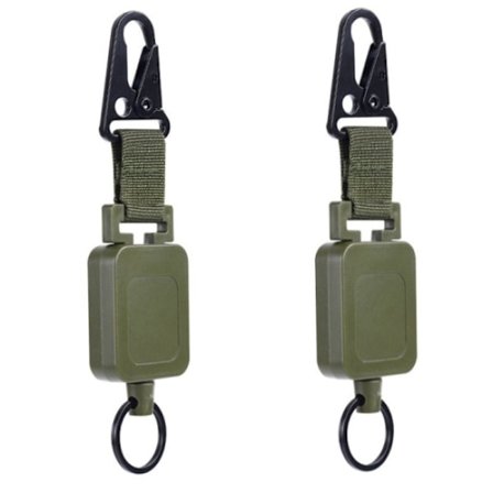 2-pack Mörkgrön Retractable yo-yo nyckelring med karbinhake