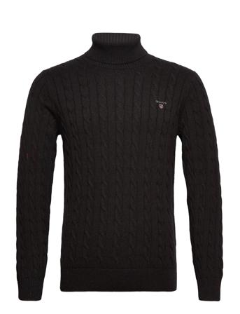 Cotton Cable Turtle Neck Knitwear Turtlenecks Svart GANT