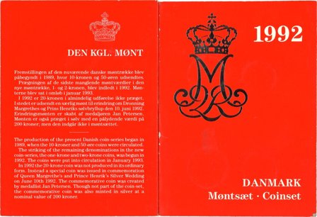 Danmark 1992 - Kgl. møntsæt - 2. sortering