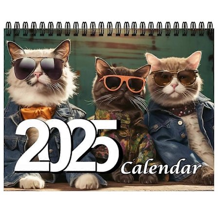 Stilige Katter Veggkalender 2025 Hengekalender Hjemmedekor Morsom Katt 12 Måneders Planleggerkalender Gave Til Katt-Elskere