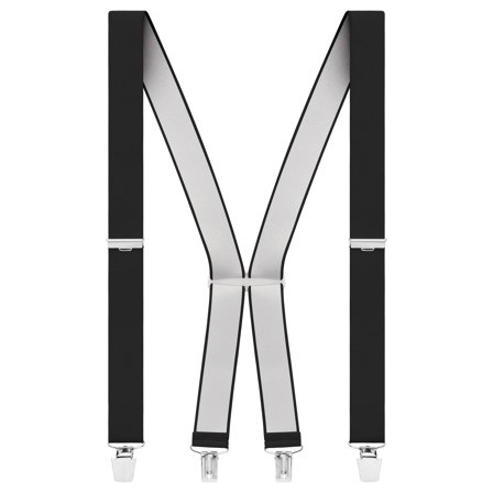 Solide schwarze Clip-On Hosenträger für Männer - Hosenträger mit Clips
