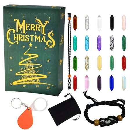 Børne Ædelstens Julekalender 24 Naturlige Krystaller Tilbehør