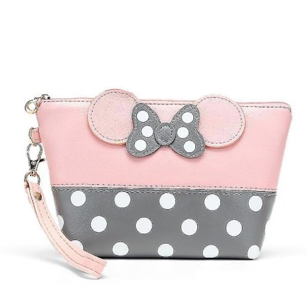 Lätt handväska för damer, Mickey Bow Dot Makeup Storage Bag (rosa)
