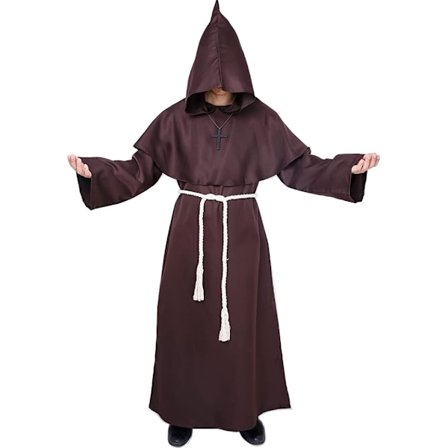Munk kostume, middelalderligt klostermunk med hætte, renæssance præst, kappe, kostume, Halloween og kostume