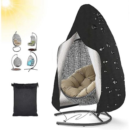 Beskyttelsestrekk for hengestol, vanntett, vindtett, UV-bestandig, PVC-belagt med glidelås, 210D Oxford-stoff, veranda, hage, plen c