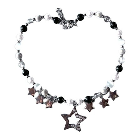 Egirl Smycken Cool Beads Star Pendant Halsband DIY Mode Crystal Star Choker Y2K Halsband för kvinnor Punk Accessoar